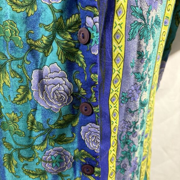 Vintage Bentley Plus Women's 20 Boho Rayon Button-Up Shirt Floral Festival Top - Picture 4 of 16